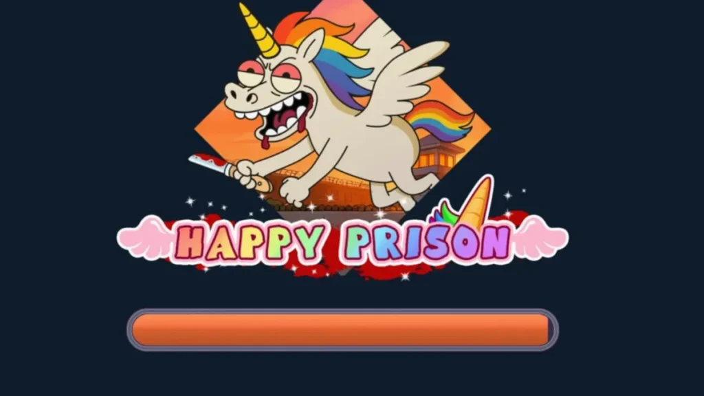 Tampilan visual slot Happy Prison dengan karakter kartun dan tema penjara